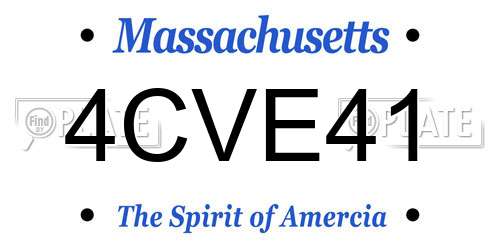 4CVE41 Massachusetts License Plate