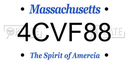 4CVF88 Massachusetts License Plate