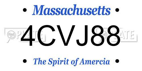 4CVJ88 Massachusetts License Plate