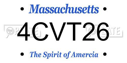 4CVT26 Massachusetts License Plate