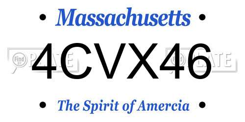 4CVX46 Massachusetts License Plate