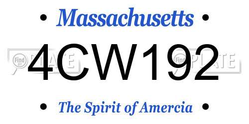 4CW192 Massachusetts License Plate
