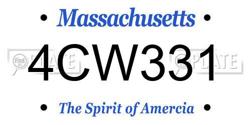 4CW331 Massachusetts License Plate