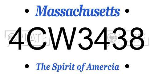 4CW3438 Massachusetts License Plate