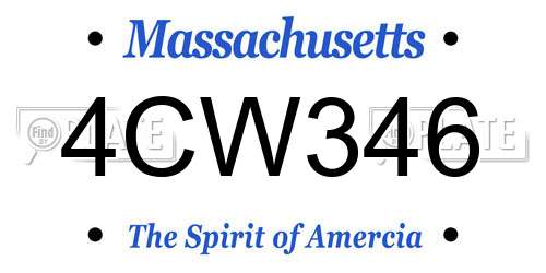 4CW346 Massachusetts License Plate