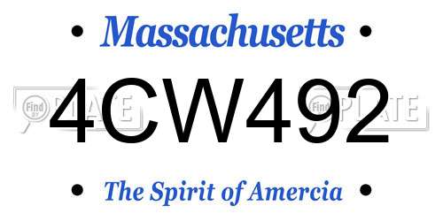 4CW492 Massachusetts License Plate