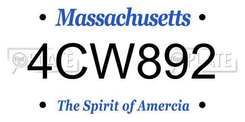 4CW892 Massachusetts License Plate
