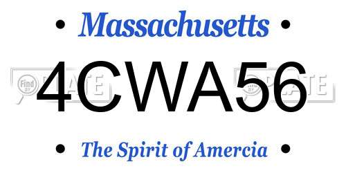 4CWA56 Massachusetts License Plate