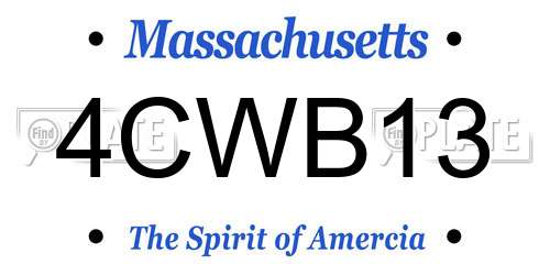 4CWB13 Massachusetts License Plate