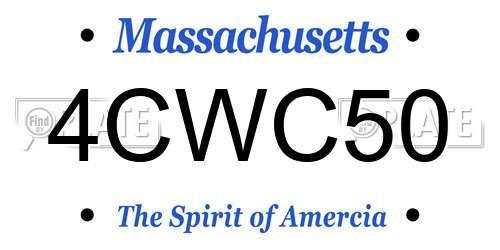 4CWC50 Massachusetts License Plate