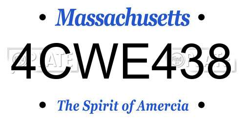 4CWE438 Massachusetts License Plate