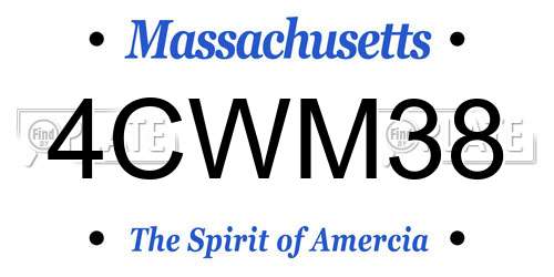 4CWM38 Massachusetts License Plate