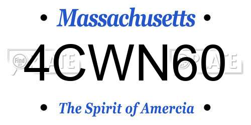 4CWN60 Massachusetts License Plate