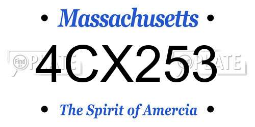 4CX253 Massachusetts License Plate