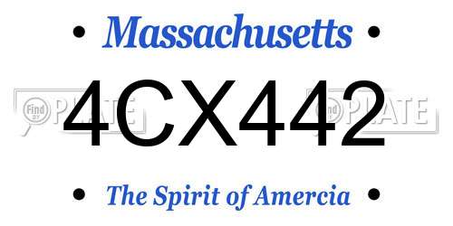 4CX442 Massachusetts License Plate