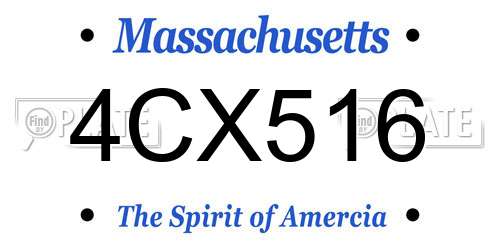 4CX516 Massachusetts License Plate