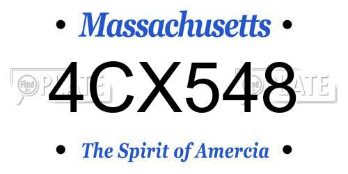 4CX548 Massachusetts License Plate