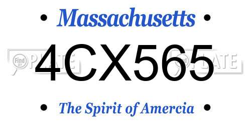 4CX565 Massachusetts License Plate