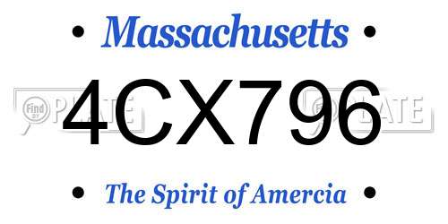 4CX796 Massachusetts License Plate