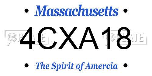 4CXA18 Massachusetts License Plate
