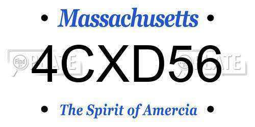 4CXD56 Massachusetts License Plate