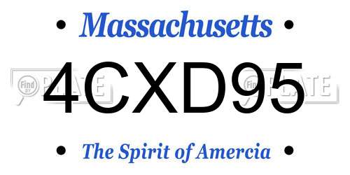4CXD95 Massachusetts License Plate