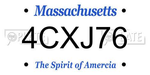 4CXJ76 Massachusetts License Plate
