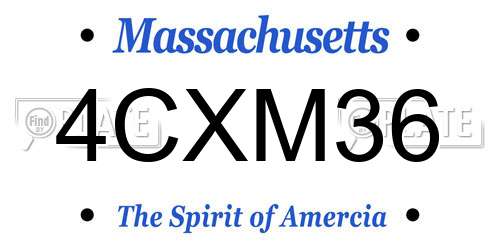 4CXM36 Massachusetts License Plate