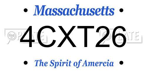 4CXT26 Massachusetts License Plate