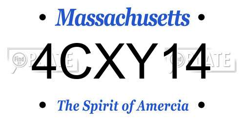 4CXY14 Massachusetts License Plate
