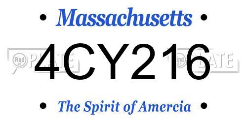 4CY216 Massachusetts License Plate