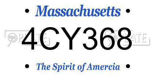 4CY368 Massachusetts License Plate