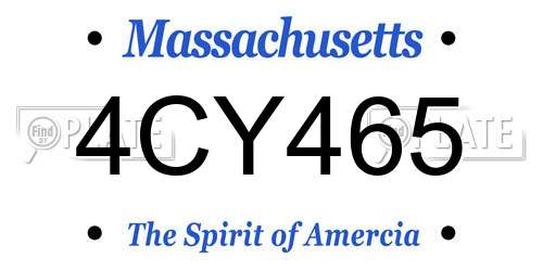 4CY465 Massachusetts License Plate