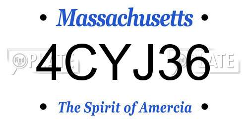 4CYJ36 Massachusetts License Plate