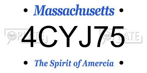 4CYJ75 Massachusetts License Plate