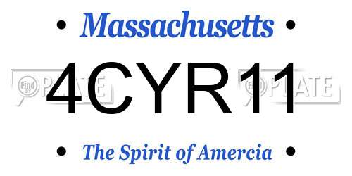 4CYR11 Massachusetts License Plate