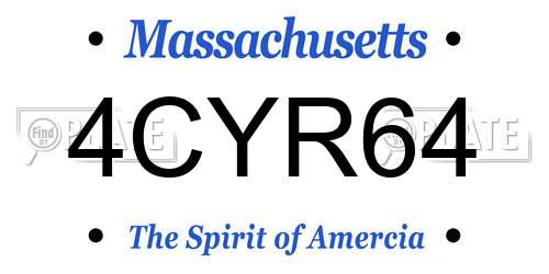 4CYR64 Massachusetts License Plate