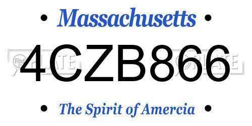 4CZB866 Massachusetts License Plate