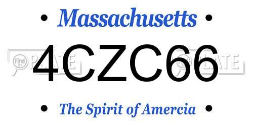 4CZC66 Massachusetts License Plate