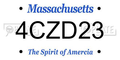 4CZD23 Massachusetts License Plate