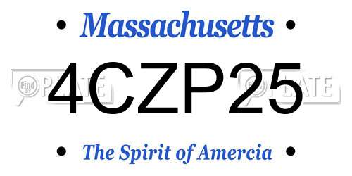 4CZP25 Massachusetts License Plate