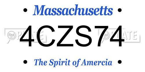 4CZS74 Massachusetts License Plate
