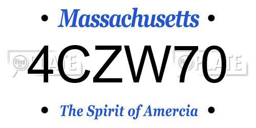 4CZW70 Massachusetts License Plate