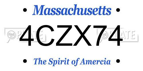 4CZX74 Massachusetts License Plate