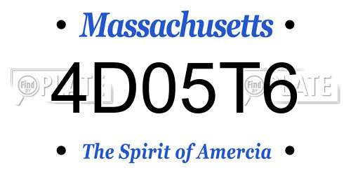 4D05T6 Massachusetts License Plate
