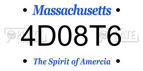 4D08T6 Massachusetts License Plate