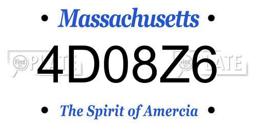 4D08Z6 Massachusetts License Plate