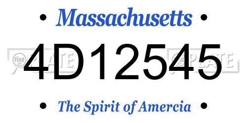 4D12545 Massachusetts License Plate
