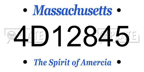 4D12845 Massachusetts License Plate
