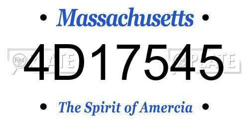 4D17545 Massachusetts License Plate
